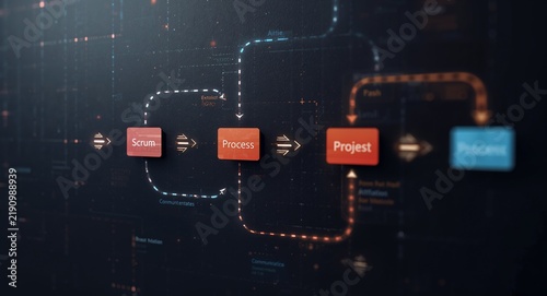 Robust scrum process flow visualization illustrates sequential task transitions iterative cycles and optimized communication channels to streamline agile project