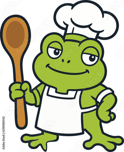 Stylized green frog character illustration isolated on a white background