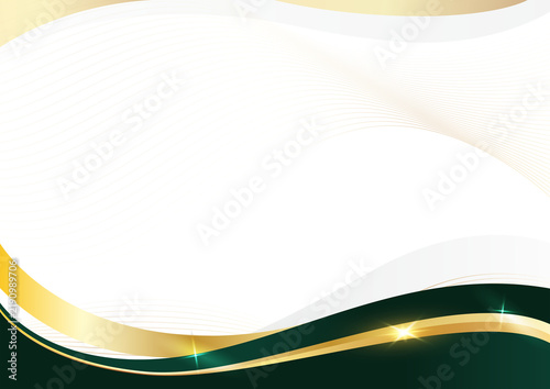 abstract teal gold wavy line on white background for award corporate background layout