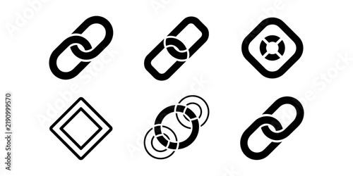 Chain Link Icons, Interlocking Connection Symbols for Network, Hyperlink, Partnership and Technology Vector Collection