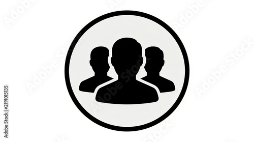 Black group of people icon inside a circle on white background