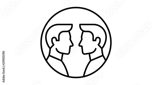 Two human heads facing each other icon isolated on white background