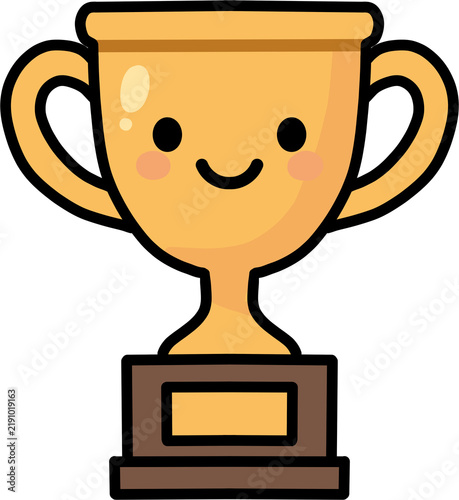 Konstfotografi Cute golden winner trophy cup with smiling face illustration