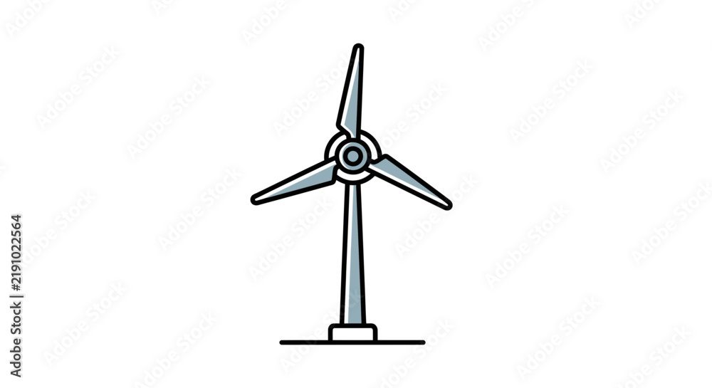 Fototapeta premium Wind Turbine Isolated on Transparent Background - Renewable Energy Icon