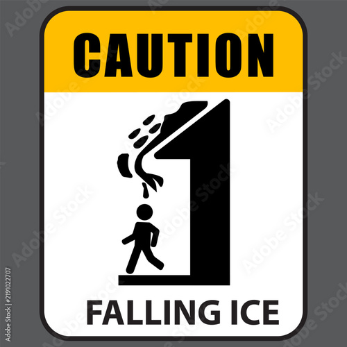 Ice Slippery Surface sign. Caution Signs for Snow and Ice Hazards. Alert for Slippery Road Conditions. Hazard slippery surface wet floor sign
