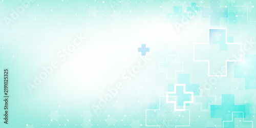 Abstract biology and pharmaceutical technology background. Health care and medical background with hexagons shapes. Flowing wave lines and hexagons. Vector illustration 
