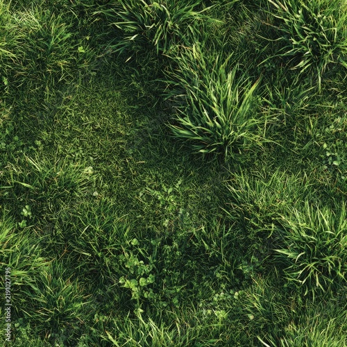Seamless texture of lush green grass with subtle dirt patches great for open-world terrain