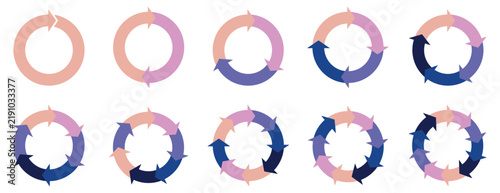 Foto Colorful circle arrow pie chart set
