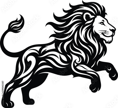 Leaping Lion Silhouette Vector Art for Tribal Tattoo and Team Mascot Logo Design