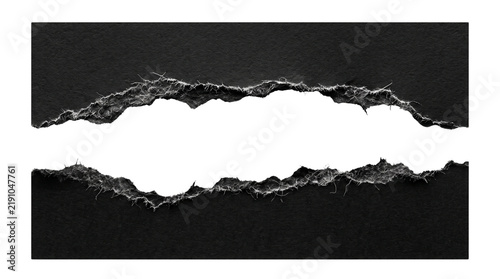 Torn Black Paper with White Space in Middle.