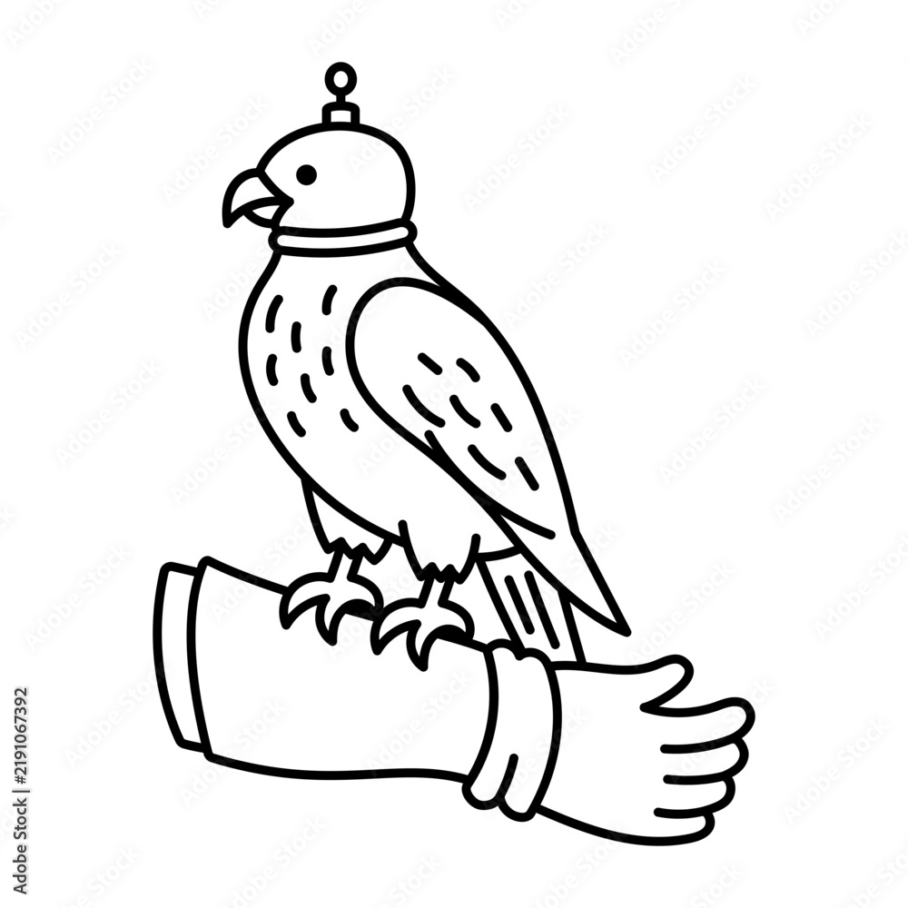 Fototapeta premium Hand-drawn doodle of Falcon Show, presented with clear, recognizable subject details and clean black outlines against a simple white background.