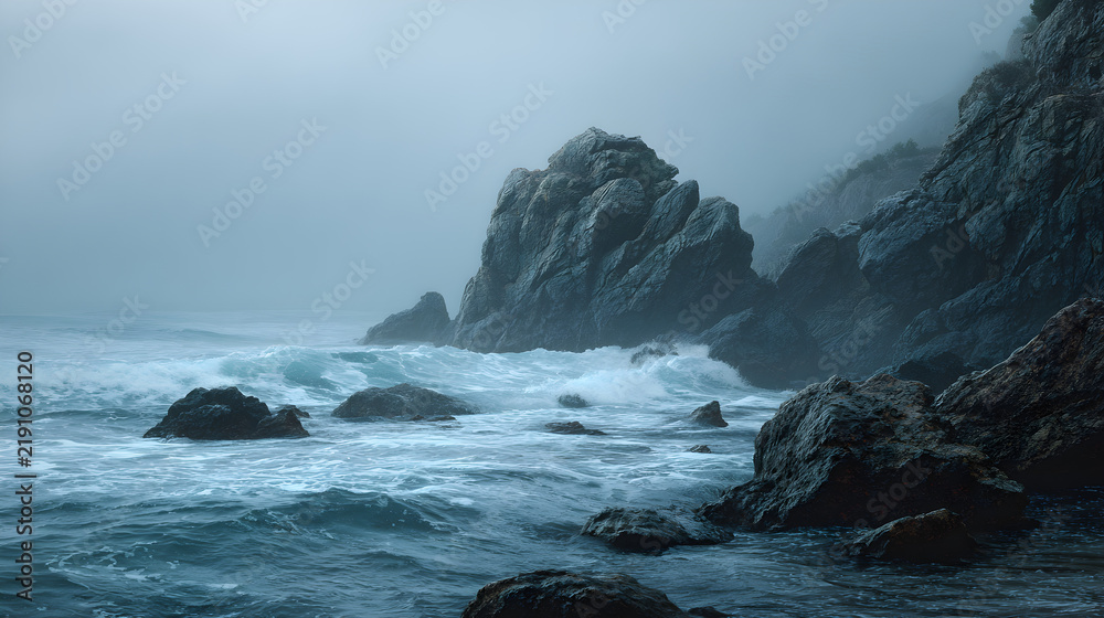 Fototapeta premium waves crashing on rocks