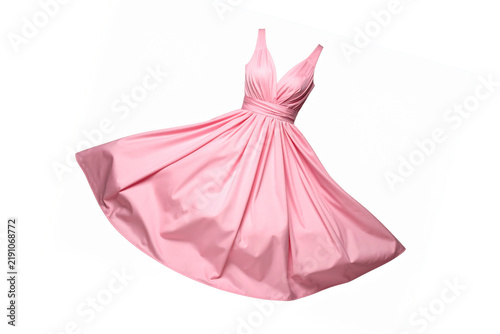Flying pink dress isolated on a transparent background.