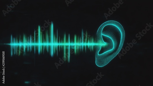 Tapety artystyczne Sound waves visualized with an ear illustration.