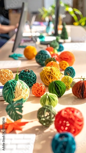 Colorful Handmade Yarn Pumpkins for Autumn Home Decor.
