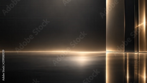 Minimal Luxury Black Glass Sculpture on Reflective Dark Background