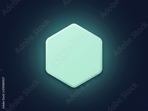 Glowing light green hexagon shape on a dark blue background