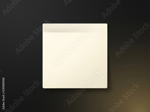 Blank square paper note on a dark black background