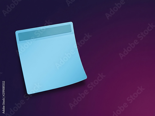Blue sticky note on a dark purple gradient background