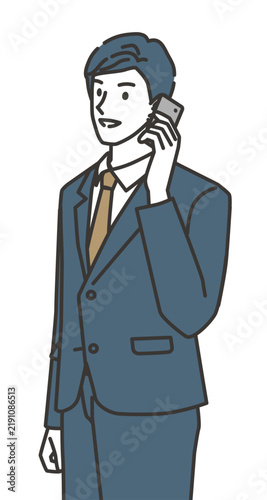 スマートフォンで取引先と話すビジネスマン