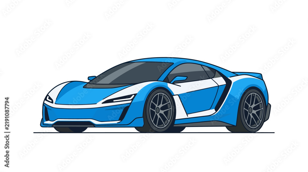 Fototapeta premium Modern Blue Supercar Vector Illustration Isolated on White Background