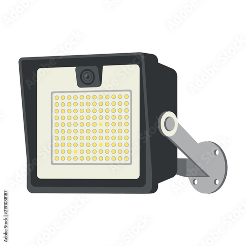 Square LED floodlight with sensor and wall bracket for outdoor security illumination