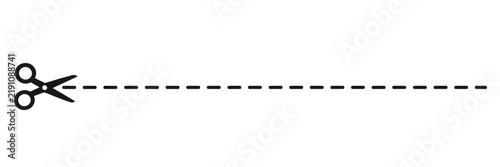 Cut Here Scissors and Dashed Line Graphic