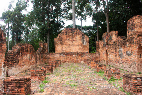Принти на полотні Ancient architecture Ubosot or antique ruins building brick ordination hall for