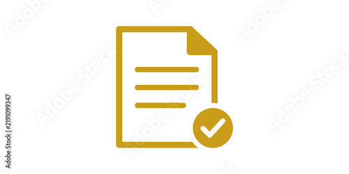 Approved document paper icon with checkmark vector art design asset.