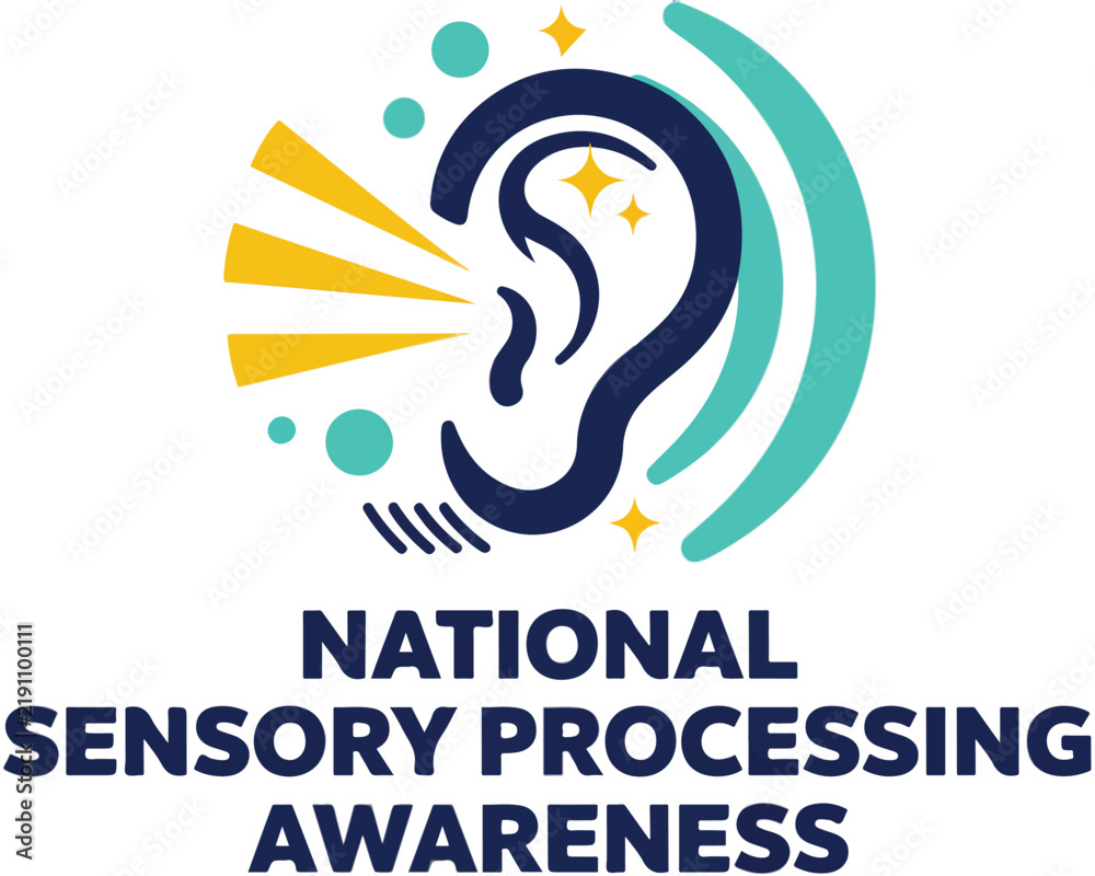 Obraz premium National Sensory Processing Awareness Month Vector Illustration, Sensory Awareness and Support Design