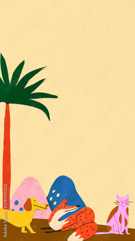 Obraz premium Paper craft mobile wallpaper, colorful animals