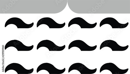 Web Minimalist black wave icons arranged in grid pattern for digital design projects