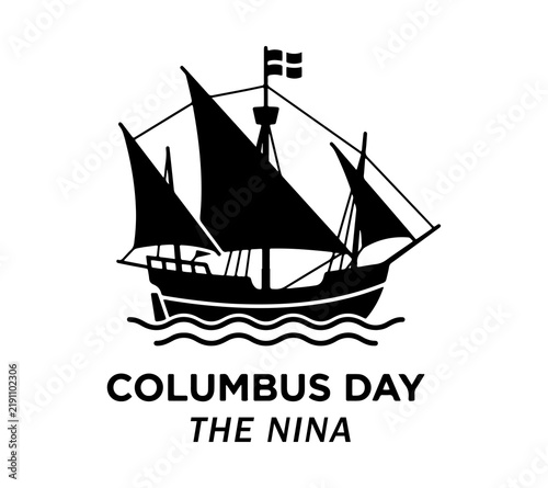Foto Happy columbus day celebration graphic with sailing ship and stars, columbus