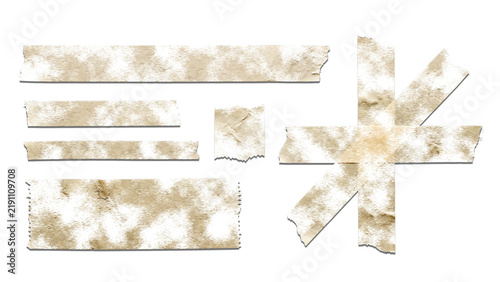 White textured masking tape strips and tape cross isolated on background