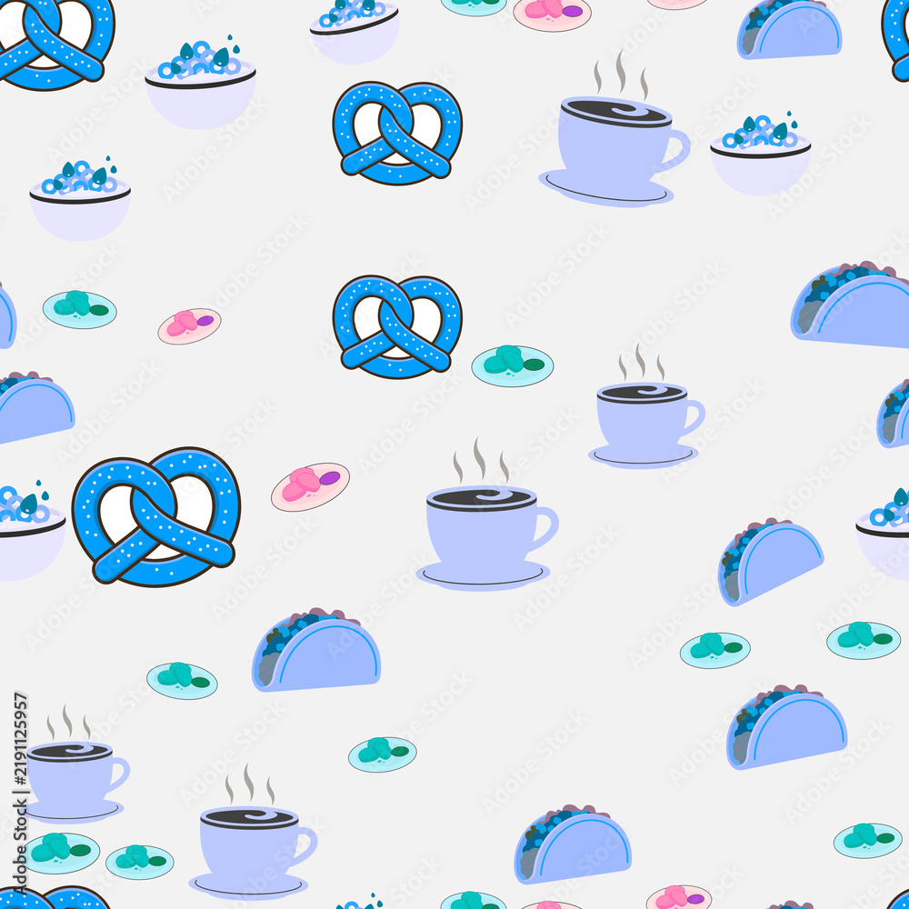 Seamless pattern of food and drinks illustration