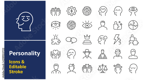 Принти на полотні Personality line icon set