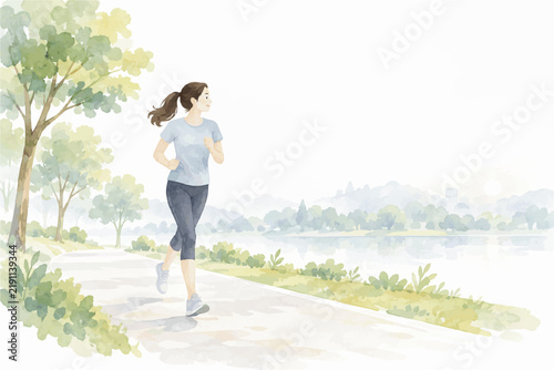 Active Sports and Healthy Lifestyle Activities with Fitness, Outdoor Exercise, Training and Wellness Watercolor Illustrations