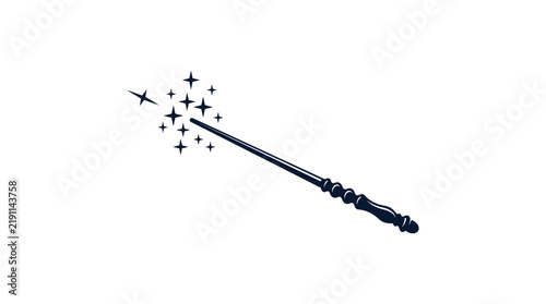 фотографія Magic wand vector illustration featuring sparkling stars for creative design pro