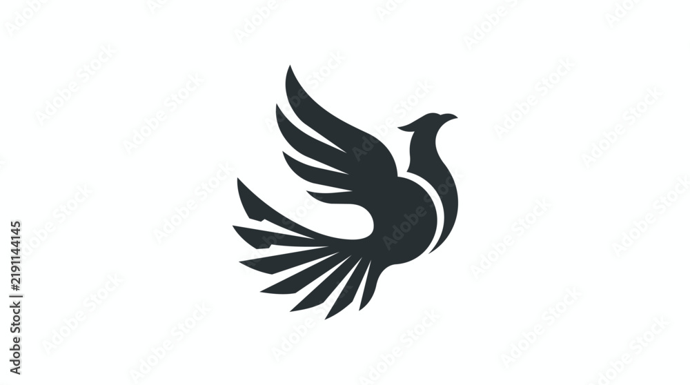 Obraz premium Black Silhouette Dove with Spread Wings