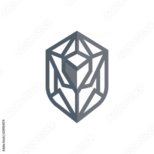 Naklejka Geometric shield containing central crystal gem shape