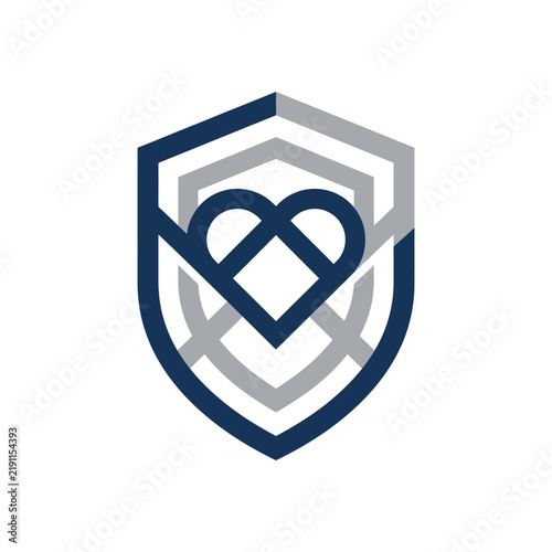 Geometric shield icon with heart line art