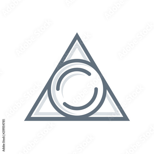 Naklejka Geometric triangle and circle abstract tech logo.