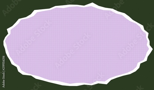 Paper Tear with Soft Lavender Hue. Abstract Torn Paper Texture, Isolated on Dark Green Background, Creative Design Element.