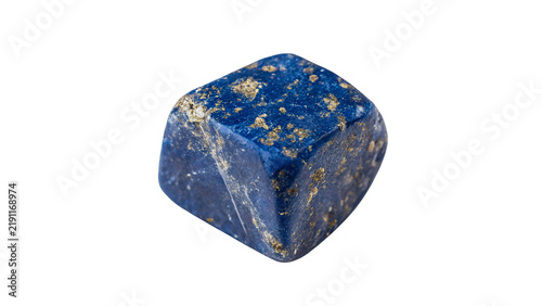 Quadro su tela Polished blue lapis lazuli mineral stone isolated on transparent background