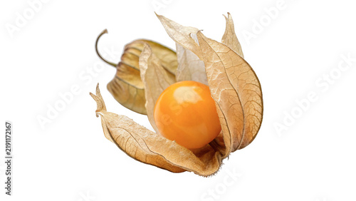 Obraz na plátne Ripe orange physalis cape gooseberry fruit husk isolated on transparent background