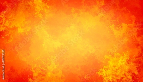 Abstract orange fire background texture, red border with fiery yellow flames and smoke pattern, halloween fall or autumn colors of orange red and yellow.