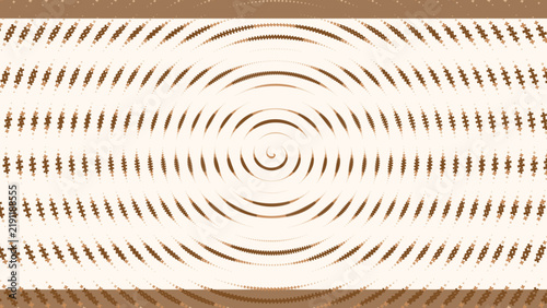Abstract background, featuring concentric brown, circles and a, central spiral pattern, on a light, beige surface with, a textured dotted, grid overlay