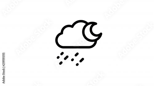 animated weather icon of rainy night 