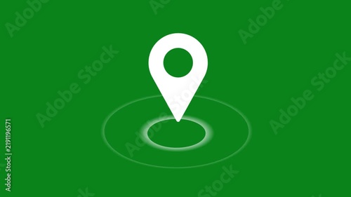 White map location pin icon on a solid green background