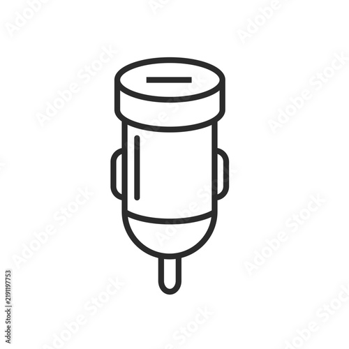 Plakat Car cigarette lighter plug line Vector icon element For 12-volt power sockets. Power socket adapter.